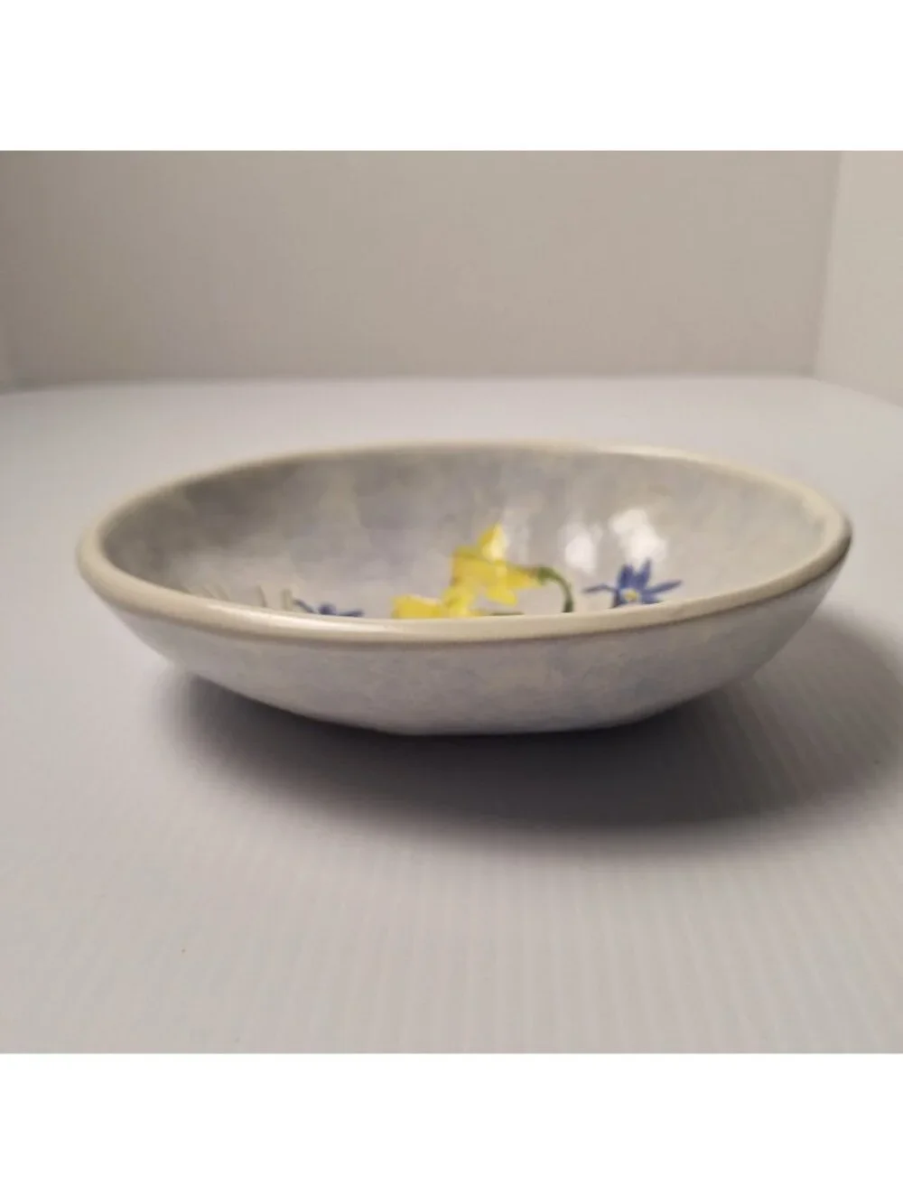 VINTAGE 1999 SALT MARSH POTTERY LTD BOWL/WALL HANGING APRIL GARDEN OVAL USA